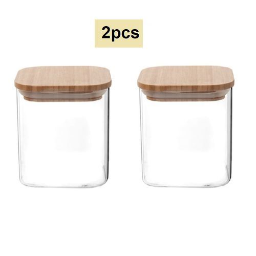 Generic Deux petits pots carrés en verre avec couvercles pour la
