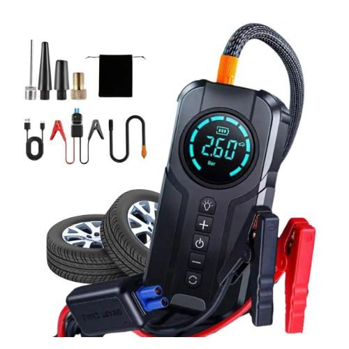 product_image_name-Generic-Démarreur de batterie de voiture + Gonfleur Pneu, Power Bank 10 000mAh, LED, Port USB, T-1