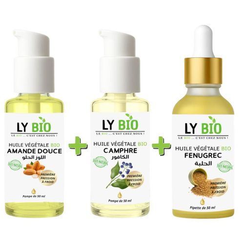 product_image_name-LY BIO-PACK HUILE AMANDE DOUCE 50ml - POMPE + HUILE CAMPHREE 50ML - POMPE + HUILE FENUGREC 50ML - PIPETTE-1