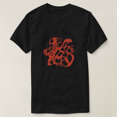 product_image_name-Generic-Dog Papercut Chinese New custom Year W Tee unique design - t shirt tres bon qualite-2