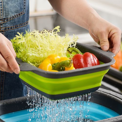 Accessoires de Cuisine Passoire en Silicone Pliable Corbeille à Légumes  Fruits Passoire Pliable avec Poignée 