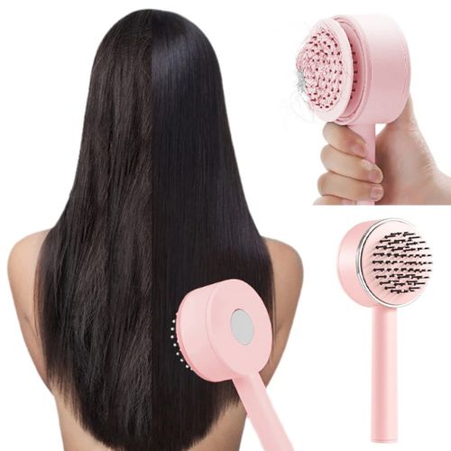 Brosse à cheveux autonettoyante à une clé Peigne à dents fines antistatique  Nettoyage automatique Coussin gonflable Massage du cuir chevelu Toilettage  pour femmes