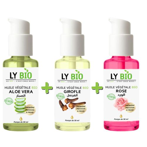 product_image_name-LY BIO-PACK HUILE ALOE VERA 50ml - POMPE + HUILE GIROFLE 50ML - POMPE + HUILE ROSE 50ml - POMPE-1