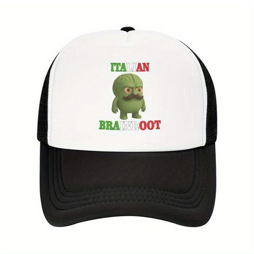 product_image_name-Generic-Casquette de baseball en maille italienne Brainrot Green Anime Cartoon - Casquette de camionneur respirante et ajustable pour hommes et femmes, chapeau de soleil d'été amusant avec un design graphique amusant-1