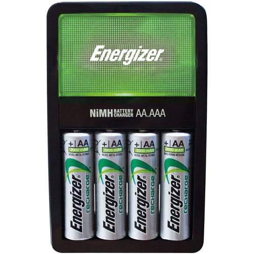 4 Piles Rechargeables AA Ni-MH 2000 MAh + Chargeur de Batteries AA - AAA