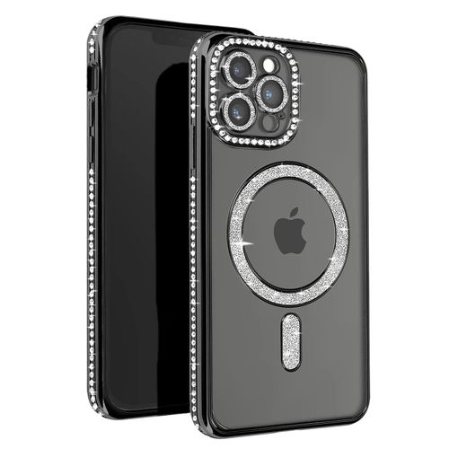 product_image_name-Case-Pochette Diamant pour Iphone 16 pro Max MagSafe Contour Strass Noir-1