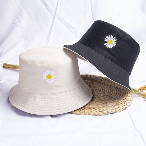 product_image_name-Generic-قبعة صيفية للنساء والفتيات Chapeau Bob Double face Chapeau de seau brodé de marguerites pour femmes filles protection solaire-1