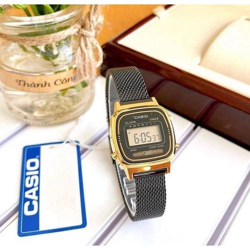 product_image_name-Casio-Vintage Pour femme - Digitale Bracelert milanais noir - LA670WEMB1DF-5