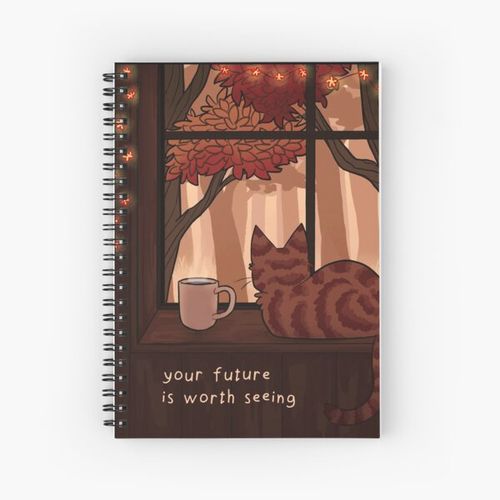 product_image_name-Generic-"Your Future is Worth Seeing" Fall Kitty on the Windowsill Spiral Notebook Bloc note-1