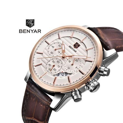 product_image_name-Benyar-Montre Top marque nouvelle collection mode décontractée homme chronographe Bracelet Cuir-3