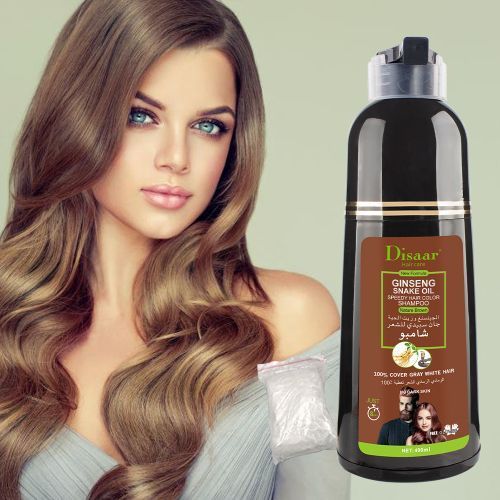 Disaar Shampoing colorant pour cheveux, Ginseng et huile de serpent, brun,  400ml à prix pas cher