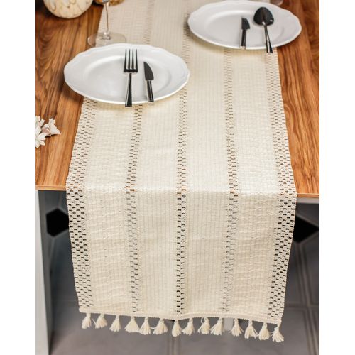 product_image_name-Tropikhome-Chemin de table blanc cassé tricoté en coton Gloria Ekru mesure 35x145 cm-1