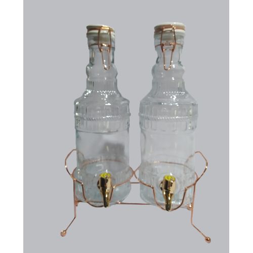 Generic Double distributeur de boissons en verre, avec robinet sur