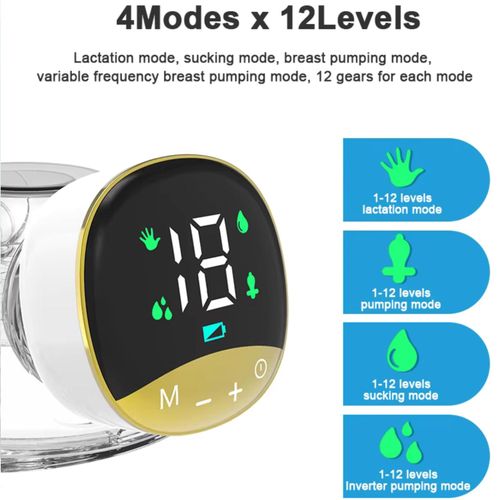 product_image_name-Generic-شفاط حليب كهربائي محمول بدون استخدام اليدين للرضاعة، شاشة LED، 4 أوضاع، 12 مستوى شفط، منخفض الضوضاء-2