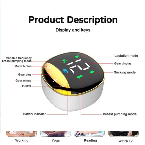 product_image_name-Generic-شفاط حليب كهربائي محمول بدون استخدام اليدين للرضاعة، شاشة LED، 4 أوضاع، 12 مستوى شفط، منخفض الضوضاء-4