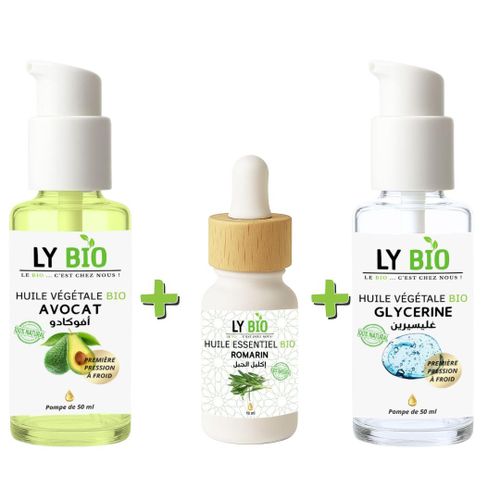 product_image_name-LY BIO-PACK HUILE AVOCAT 50ml - POMPE + HUILE ESSENTIEL ROMARIN 10ML + HUILE GLYCERINE 50ml - POMPE-1