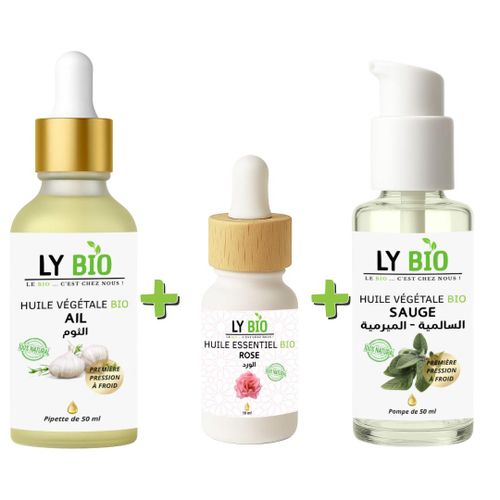 product_image_name-LY BIO-PACK HUILE AIL 50ML - PIPETTE + HUILE ESSENTIEL ROSE 10ML + HUILE SAUGE 50ML - POMPE-1