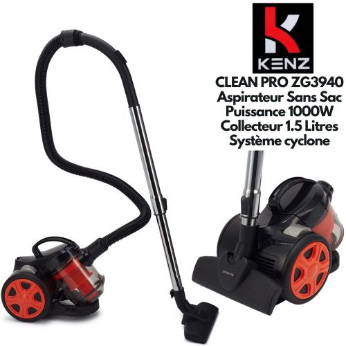 Kenz Clean Pro ZG Aspirateur sans sac technologie cyclonique Collecteur  1.5L Moteur très puissant 1000W à prix pas cher