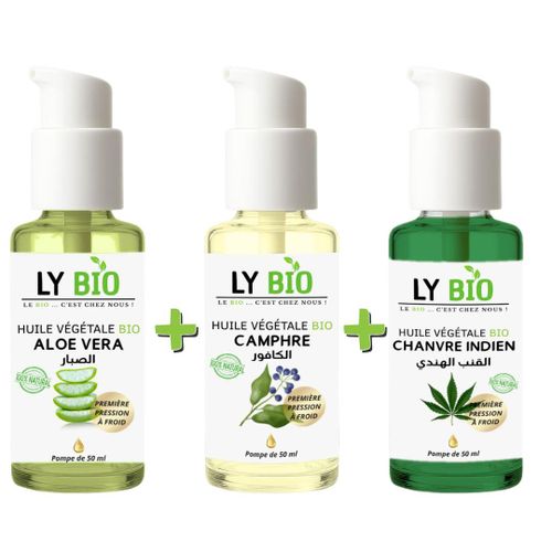 product_image_name-LY BIO-PACK HUILE ALOE VERA 50ml - POMPE + HUILE CAMPHREE 50ML - POMPE + HUILE HYDRATANTE & NUTRITIVE 50ML - POMPE-1