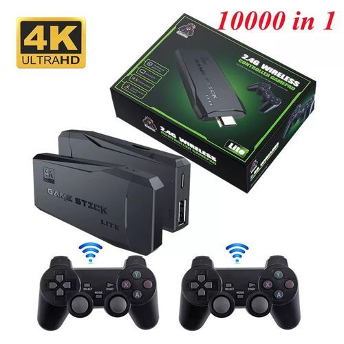 Generic Console de jeu vidéo sans fil, écran HD 4K 64Gb HDMI avec 10000 jeux  + 2 Manettes à prix pas cher