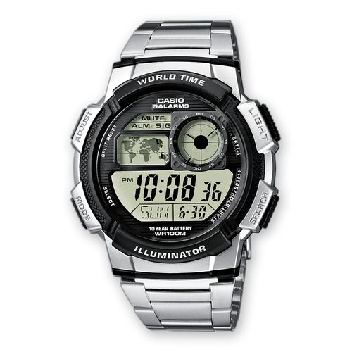 Casio Montre digitale argente bracelet en acier inoxydableAE
