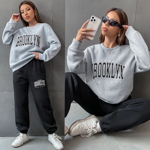 Generic Survêtement 2 Pièces Ensemble Jogging Tracksuit Hoodies Femmes Ref  55 - Gris à prix pas cher