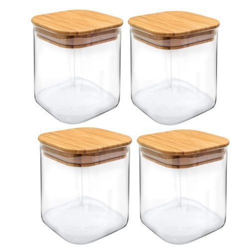 product_image_name-Generic-مجموعة من4   علب توابل زجاجية محكمة الغلق  Lot de 4 Pots à épices, Boîtes à épices hermétiques en verre pour sel et poivre-1