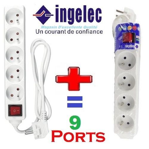 Bloc Multiprises 5 Prises blanc + interrupteur prise multiple VENDEUR  FRANCAIS