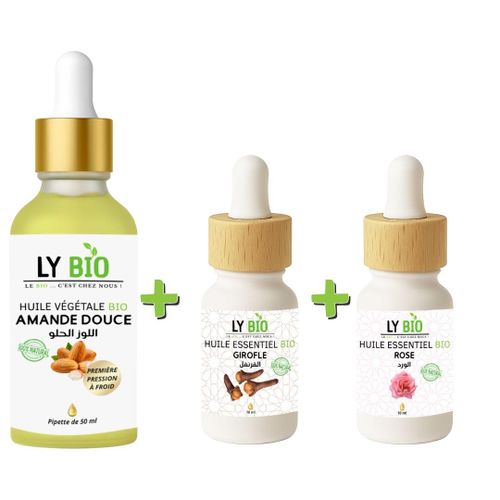 product_image_name-LY BIO-PACK HUILE AMANDE DOUCE 50ML - PIPETTE + HUILE ESSENTIEL GIROFLE 10ML + HUILE ESSENTIEL ROSE 10ML-1