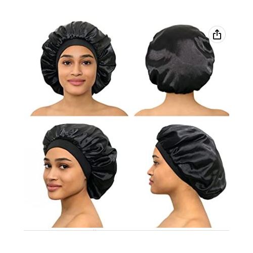 Bonnet de sommeil en satin long, très grand bonnet en soie pour