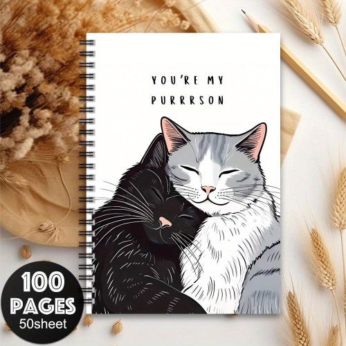 product_image_name-Generic-1pc Carnet d'Anniversaire Mignon PURRSON - Design Minimaliste de Couple Chat, Journal Compact pour Amoureux des Animaux et Mariés avec Texte "TU ES MON PERSO" – Agenda Quotidien & Cahier Intime Romantique, Œuvres Souvenir en Papeterie Haut-de-Gamme à Re-1