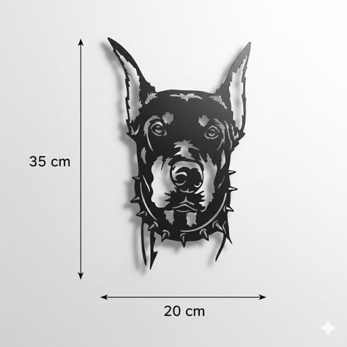 product_image_name-Generic-Tableau mural noir représente une tête de Doberman avec collier à pointes en bois MDF 20*35CM-1