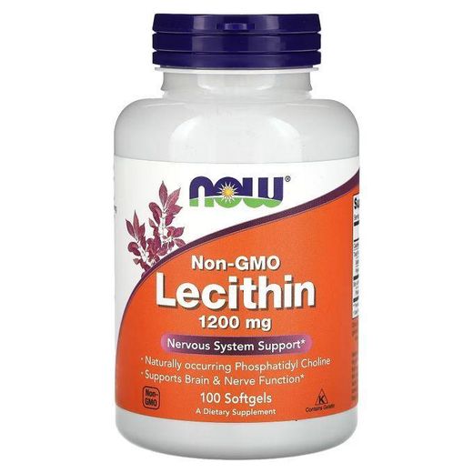Now Lecithin 1200 mg 100 capsules Soutien du Système Nerveux