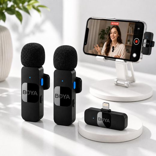 Boya  BY-V2 Microphone Sans Fil Double Émetteur 2.4GHz pour iphone LIGHTING - image 4