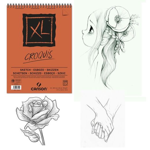 Canson Bloc Canson XL Carnet Croquis Papier 120 feuilles Grand format A3 29,7x42cm 90g
