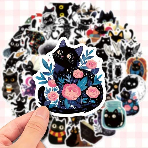 Generic Stickers Black Cat Diy - Kawai Cute Cartoon Anime 25Pcs