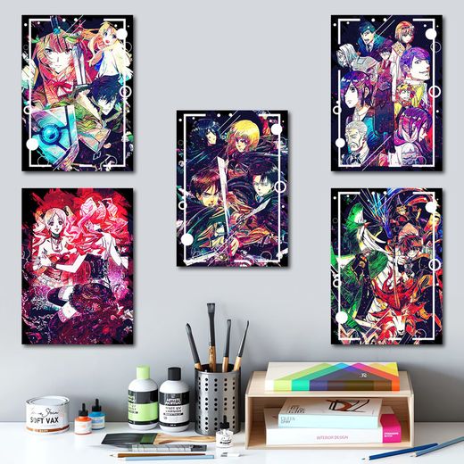 Generic Coloful Abstract Anime Characters, Collection  3, 12 Poster A5 - image 3