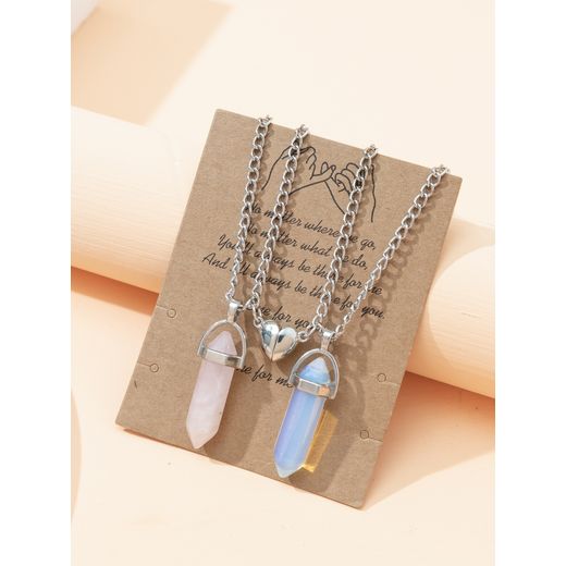 Generic Lot de 2 colliers avec pendentif en forme de cœur