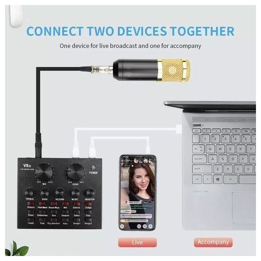 Generic Pack Complet Micro de Studio BM-800 Avec carte son V8 et son Support Flexible - image 2
