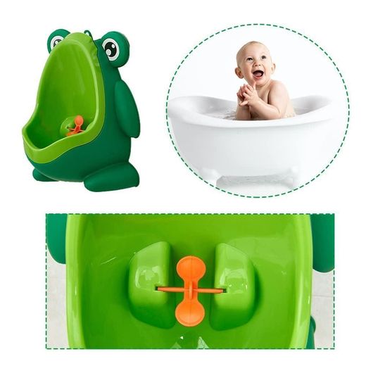 Generic Urinoir Enfant Garçon Grenouille Mural avec Ventouse ou Crochet, Pot Urinal Bébé pour Apprentissage de la Propreté, Pee Trainer Portable avec Cible Rotative, Bac Amovible, Facile à Nettoyer, Accessoire Salle de Bain Enfant, Urinoir Démontable - image 2
