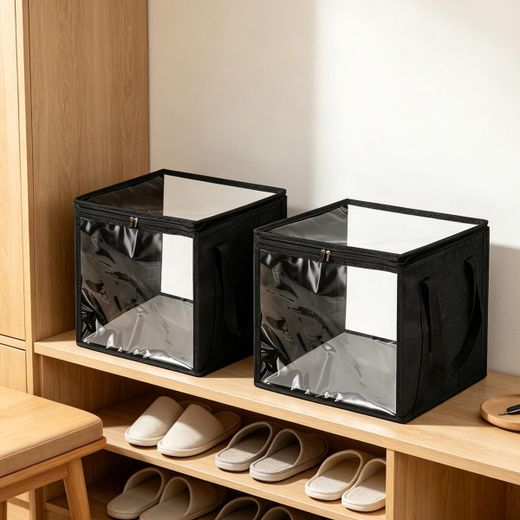 Generic Boîte de rangement cubique pour penderie Pliable avec fenêtre transparente et poignées (2Pcs)