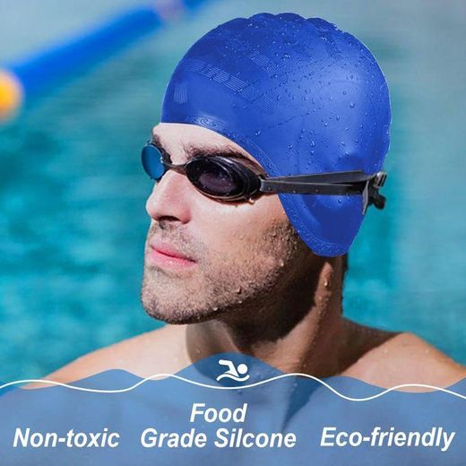 Generic Bonnet de Bain Protection Oreille 3D, Bonnet de Piscine en Silicone Unisexe - image 3