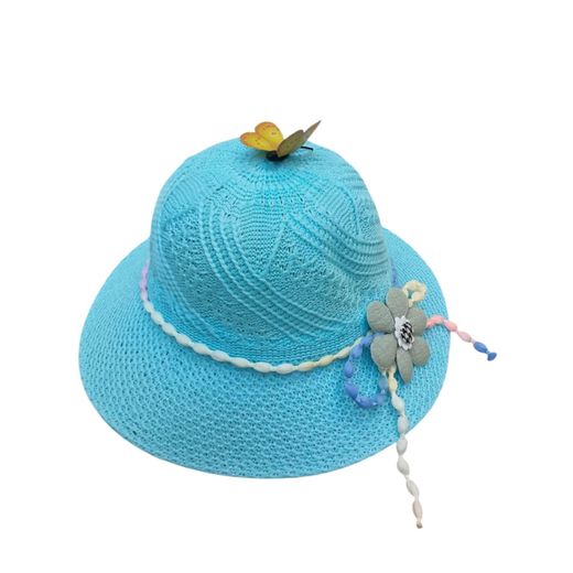 Generic Chapeau de soleil pour bébé fille (1 à 3 ans) avec décorations élégantes – Bleu - image 2