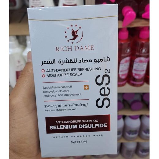 RICH DAME Shampoing Anti-pelliculaire à Disulfure de Sélénium - 300ml  - Anti-pelliculaire Puissant, Réparation des Cheveux Abîmés & Soin du Cuir Chevelu - image 2