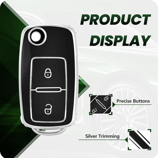 Generic Coque Clé Voiture, Étui Cle Etui Clef Protecteur Cache Cles pour VW Volkswagen Golf 4 5 6 Polo (couleur et design aléatoire) - image 2