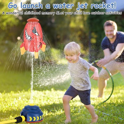 Generic Water Rocket Sprinkler Enfants – Jeu d’Eau Extérieur avec Fusée et Tuyau 3M, Arroseur de Jardin Amusant pour Été - image 3