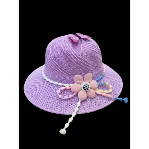 Generic Chapeau de soleil pour bébé fille (1 à 3 ans) avec décorations élégantes – mouve - image 2