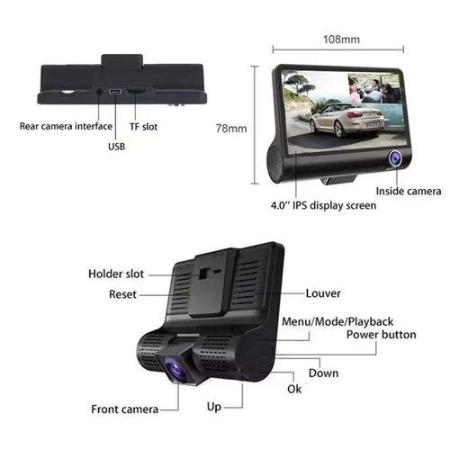 Generic Caméra intelligente pour voiture à triple objectif Qualité HD 1080p - image 2