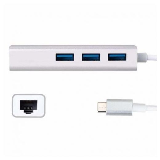 Generic USB 3.1 type C vers RJ45 Ethernet Gigabit avec 3 ports USB 3.0 Hub - image 3