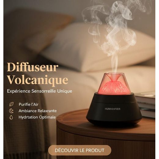 Generic Diffuseur d’Huiles Essentielles & Humidificateur d’Air 300 ml – Design Bois Naturel – Pour Maison, Bureau ou VoitureHumidificateur Volcan USB Mini – Diffuseur d’Arôme Nano Mist avec Lumière LED – Purificateur d’Air Silencieux pour Chambre & Bureau - image 3